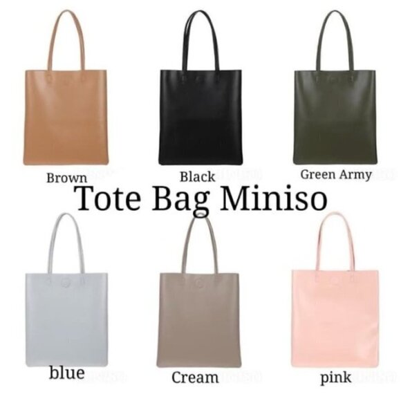 MINISO Shoulder Bag Blue Tote/Pink Portfolio Organizer Vegan Leather, Pen - Picture 4 of 16